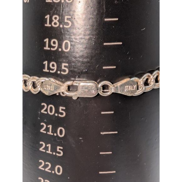 925 Sterling Silver Double Curb Link Chain 5mm 8" Charm Bracelet - Picture 5 of 8